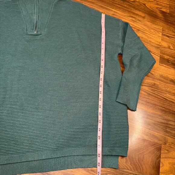 Anrabess Teal Quarter-Zip Ribbed Sweater | Women’s Medium | Oversized Collared P - Picture 5 of 8
